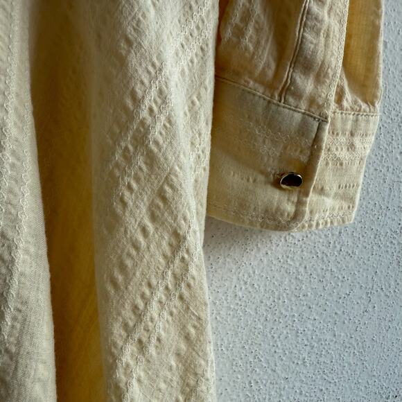 Free People Butter Yellow Textured Tunic Mini Dress Tie Front Boho Style Small - Picture 4 of 9